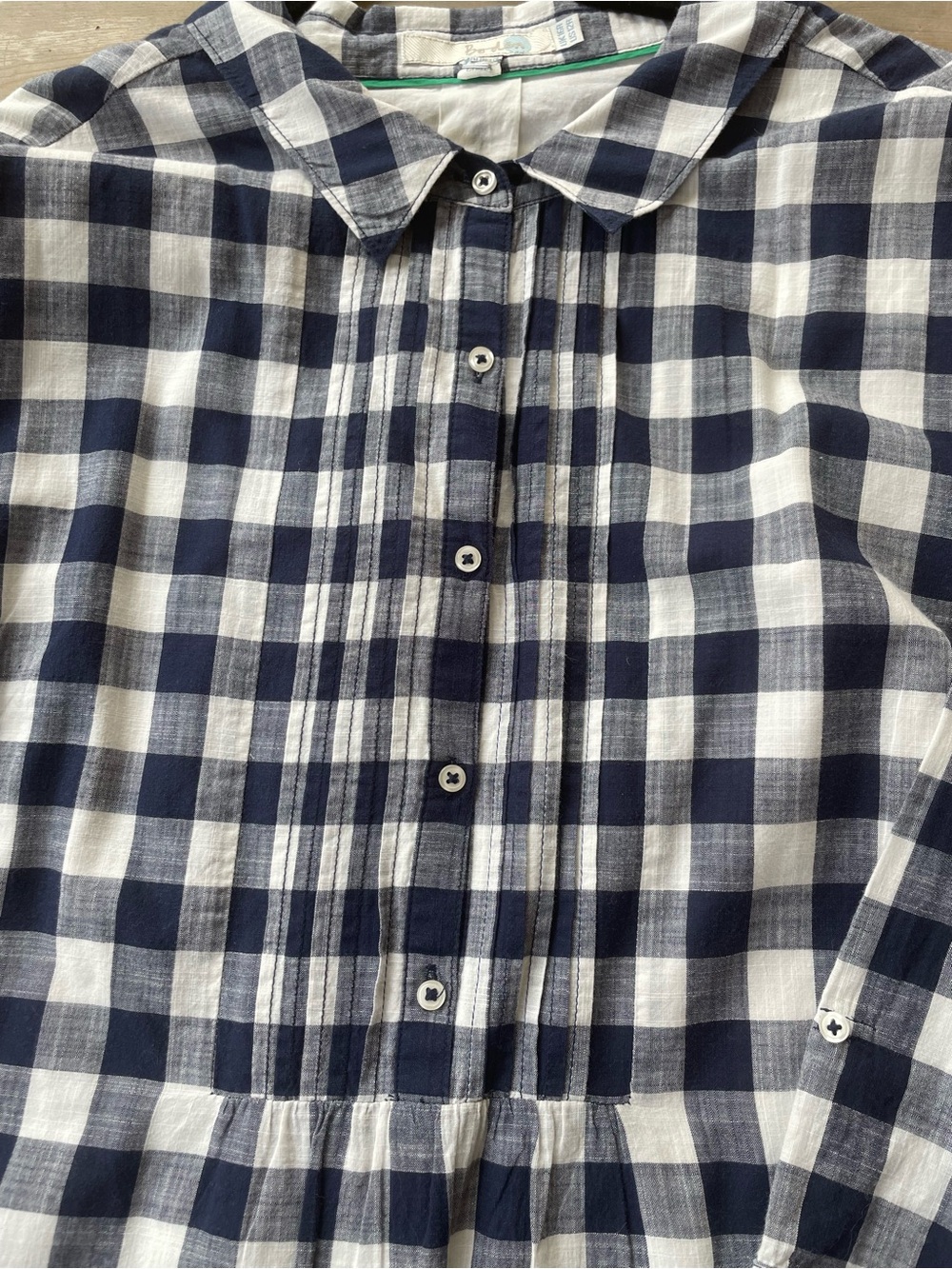 Boden Blue & White Gingham Midi Oversized Shirt Dress Cottage Coastal Chic-12 - Picture 2 of 7